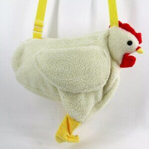 Chicken Handbag Fluffy Fleece Hen Crossbody Lined Pouch Purse Plush Bag